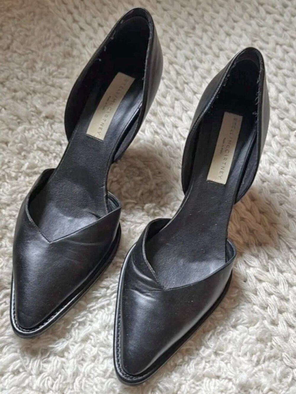 Stella McCartney d'Orsay Black Sculptural V-Cut heel. Size 9. Minimally worn.